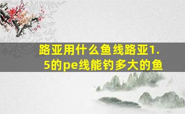 路亚用什么鱼线,路亚1.5的pe线能钓多大的鱼