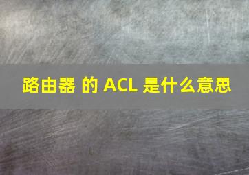 路由器 的 ACL 是什么意思