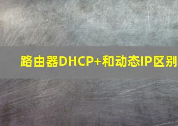 路由器DHCP+和动态IP区别