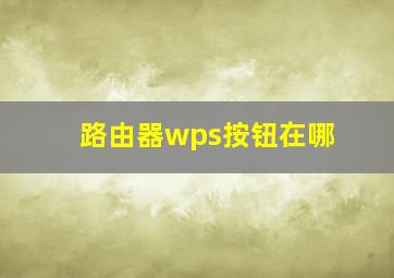 路由器wps按钮在哪