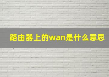 路由器上的wan是什么意思