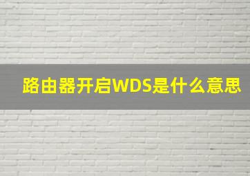 路由器开启WDS是什么意思