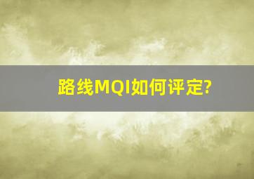 路线MQI如何评定?