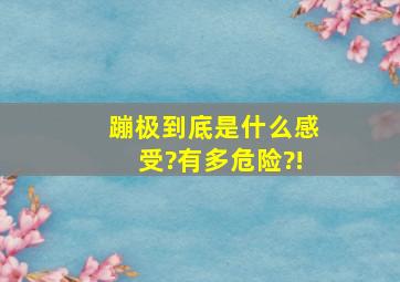 蹦极到底是什么感受?有多危险?!