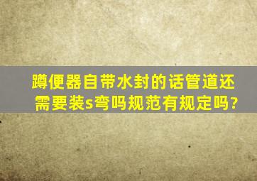 蹲便器自带水封的话管道还需要装s弯吗规范有规定吗?