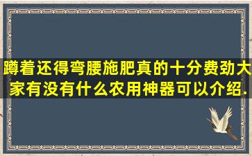 蹲着还得弯腰施肥真的十分费劲,大家有没有什么农用神器可以介绍...