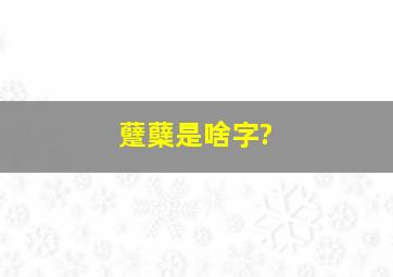 躠蘖是啥字?