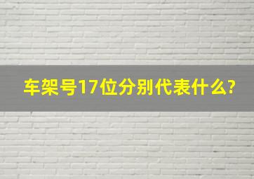 车架号17位分别代表什么?