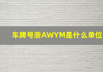 车牌号浙AWYM是什么单位(