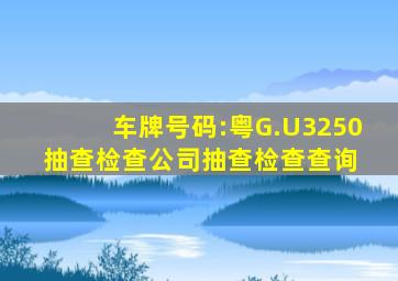 车牌号码:粤G.U3250抽查检查公司抽查检查查询 