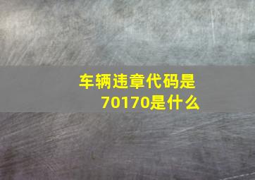 车辆违章代码是70170是什么(