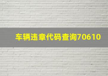 车辆违章代码查询70610