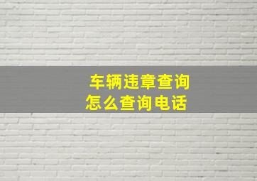 车辆违章查询怎么查询电话 