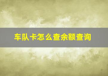 车队卡怎么查余额查询