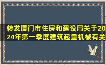 转发厦门市住房和建设局关于2024年第一季度建筑起重机械有关情况...