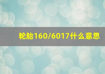 轮胎160/6017什么意思