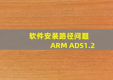 软件安装路径问题 ARM ADS1.2