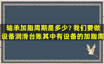 轴承加脂周期是多少? 我们要做设备润滑台账,其中有设备的加脂周期,...