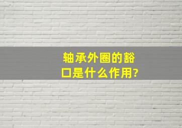 轴承外圈的豁口是什么作用?