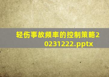 轻伤事故频率的控制策略20231222.pptx 