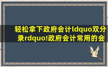 轻松拿下政府会计“双分录”!政府会计常用的会计分录汇总!