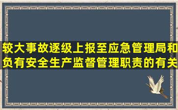 较大事故逐级上报至()应急管理局和负有安全生产监督管理职责的有关部 ...