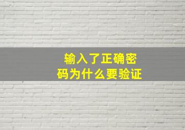 输入了正确密码为什么要验证