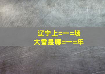 辽宁上=一=场大雪是哪=一=年