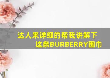 达人来详细的帮我讲解下这条BURBERRY围巾