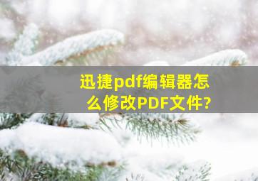 迅捷pdf编辑器怎么修改PDF文件?