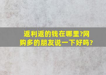 返利返的钱在哪里?网购多的朋友说一下好吗?