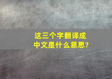 这三个字翻译成中文是什么意思?
