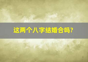 这两个八字结婚合吗?