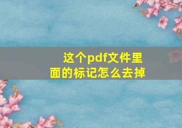 这个pdf文件里面的标记怎么去掉