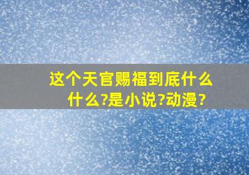 这个《天官赐福》到底什么什么?是小说?动漫?