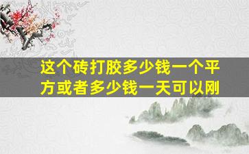 这个砖打胶多少钱一个平方或者多少钱一天可以刚