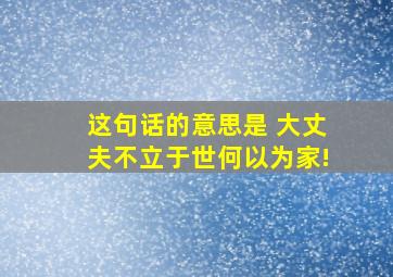 这句话的意思是 大丈夫不立于世,何以为家!