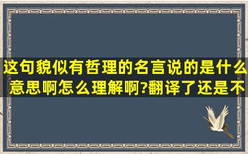 这句貌似有哲理的名言说的是什么意思啊,怎么理解啊?翻译了还是不...