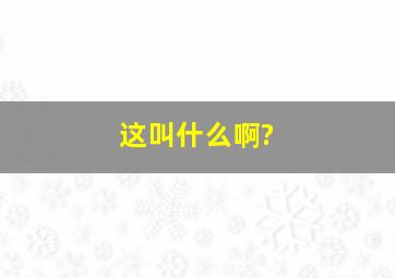 这叫什么啊?