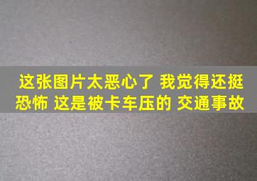 这张图片太恶心了 我觉得还挺恐怖 这是被卡车压的 交通事故