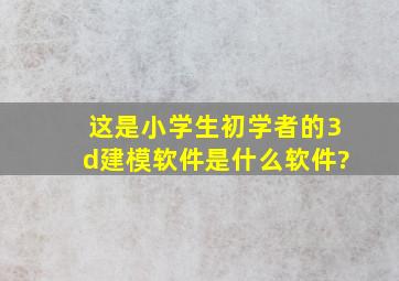 这是小学生初学者的3d建模软件。是什么软件?