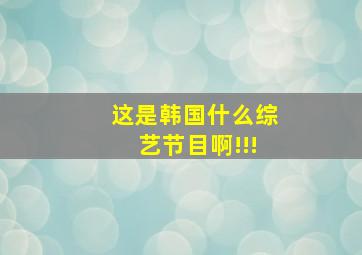 这是韩国什么综艺节目啊!!!