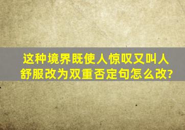 这种境界既使人惊叹又叫人舒服改为双重否定句怎么改?