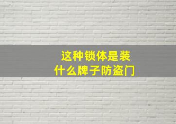 这种锁体是装什么牌子防盗门