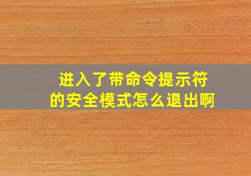 进入了带命令提示符的安全模式怎么退出啊