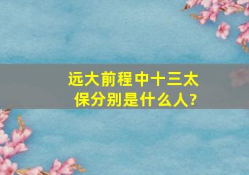 远大前程中十三太保分别是什么人?