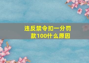 违反禁令扣一分罚款100什么原因