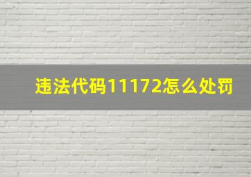 违法代码11172怎么处罚