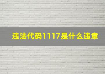 违法代码1117是什么违章