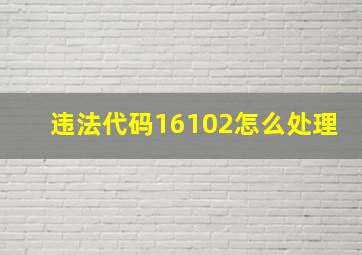 违法代码16102怎么处理